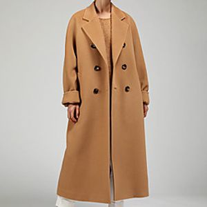 Women's Coat Daily Fall Winter Long Coat Regular Fit Warm Casual Jacket Long Sleeve Solid Color Quilted off white Blue Camel / Cotton miniinthebox
