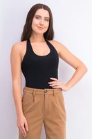 Womens Backless Bodysuit  Black - thumbnail