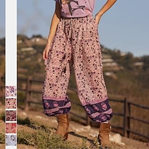 Joggers Harem Pants Pink Red Purple Buddha Pants Savannah Joggers Casual Daily Full Length Comfort Floral S M L XL Lightinthebox