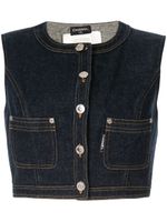 Chanel Pre-Owned sleeveless cropped denim vest - Blue