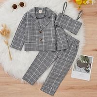 3 Pieces Toddler Girls' Rainbow Button Pants Suit Set Long Sleeve Active Formal 3-7 Years Spring Grey Lightinthebox - thumbnail