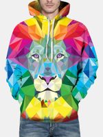 Mens 3D Printed Colorful Lion Hoodies