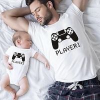 Dad and Son T shirt Graphic Letter Daily Print White Short Sleeve Active Matching Outfits Lightinthebox - thumbnail