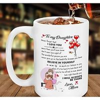 Ceramic Mug, 11oz Large Capacity Coffee Cup, To My Daughter Best Gifts For Any Occasion, Ceramic Coffee Mug for Grandma Mum Porcelain Tea Cup 300ML miniinthebox