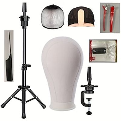 22 Inch Canvas Wig Head Stand Wig Stand Tripod with Head Mannequin Head for Wigs Manikin Canvas Block Head Set Making Display with Wig caps T Pins Set Lightinthebox 22 Inch Canvas Wig Head Stand Wig Stand Tripod with Head Mannequin Head for Wigs Manikin Canvas Block Head Set Making Display with Wig caps T Pins Set Lightinthebox