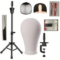 22 Inch Canvas Wig Head Stand Wig Stand Tripod with Head Mannequin Head for Wigs Manikin Canvas Block Head Set Making Display with Wig caps T Pins Set Lightinthebox - thumbnail