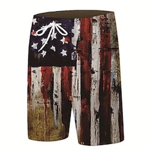 Men's Designer Classic Style Shorts Beach Shorts 3D Print Drawstring Elastic Waist Short Pants Casual Daily Micro-elastic Graphic Patterned National Flag Breathable Soft Mid Waist Red S M L XL XXL miniinthebox