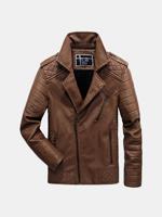 Winter Epaulets Faux Leather Jacket