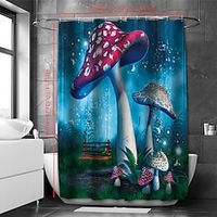 Mushroom Shower Curtain with Hooks Bathroom Decor Waterproof Fabric Shower Curtain Set with12 Pack Plastic Hooks miniinthebox - thumbnail