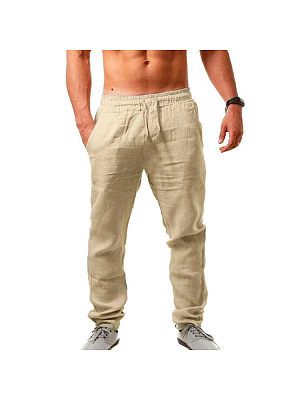 Men's Linen Pants Men's Hip-hop Breathable Cotton And Linen Trousers Trend Solid Color Casual Pants Men's Linen Pants Men's Hip-hop Breathable Cotton And Linen Trousers Trend Solid Color Casual Pants