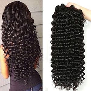 3 Bundles Hair Weaves Brazilian Hair Deep Wave Human Hair Extensions Remy Human Hair 100% Remy Hair Weave Bundles 300 g Natural Color Hair Weaves / Hair Bulk Human Hair Extensions 8-28 inch Natural miniinthebox
