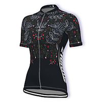 21Grams Women's Short Sleeve Cycling Jersey Summer Black / Red Leaf Floral Botanical Bike Jersey Top Mountain Bike MTB Road Bike Cycling UV Resistant Quick Dry Breathable Sports Clothing Apparel miniinthebox - thumbnail