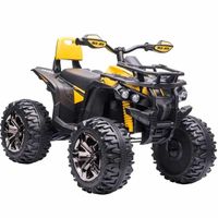 Megastar Ride On 12 V Battery-Powered Outlander ATV Quad With Wide Wheels & Back Rest Jeep For Kids - Yellow (UAE Delivery Only)