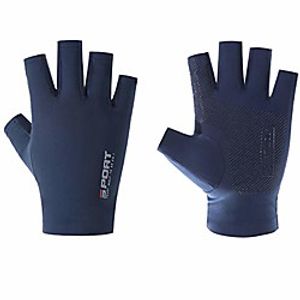 sun protection half finger gloves men's non-slip summer thin section ice silk half drive driving fishing fishing two finger gloves women ice silk gloves sun protection anti skid high elastic Lightinthebox