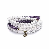 sunflower jewellery 8mm 108 mala beads wrap bracelet necklace for yoga charm bracelet natural stone jewelry for women men (white turquoise and amethyst) Lightinthebox - thumbnail