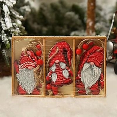 9pcs/box Festive Christmas Wooden Hanging Box - Perfect for Decoration and Gift miniinthebox
