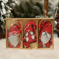 9pcs/box Festive Christmas Wooden Hanging Box - Perfect for Decoration and Gift miniinthebox - thumbnail