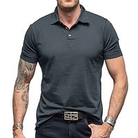 Men's Golf Shirt Golf Polo Work Casual Lapel Short Sleeve Basic Modern Plain Button Spring  Summer Regular Fit Dark Gray Black White Burgundy Royal Blue Light Grey Golf Shirt Lightinthebox