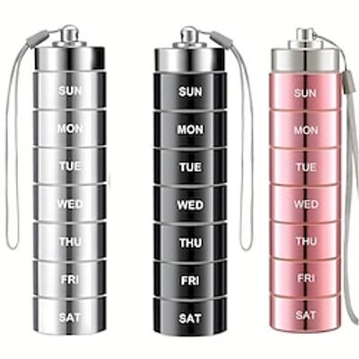 7pcs Metal Pill Organizers, Stackable Portable Waterproof Travel Pill Box, Large Aluminum Alloy Travel Pill Case Lightinthebox