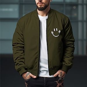 Casual Men's Bomber Jacket Coat Sports  Outdoor Daily Wear Going out Fall  Winter Standing Collar Long Sleeve Black Red Navy Blue S M L Polyester Jacket Lightinthebox