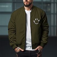 Casual Men's Bomber Jacket Coat Sports  Outdoor Daily Wear Going out Fall  Winter Standing Collar Long Sleeve Black Red Navy Blue S M L Polyester Jacket Lightinthebox - thumbnail