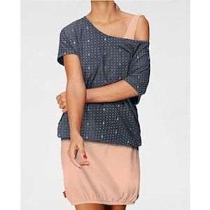 Women's A Line Dress Short Mini Dress Navy Blue Short Sleeve Polka Dot Color Block Ruched Spring Summer One Shoulder Elegant Casual 2022 S M L XL XXL 3XL Lightinthebox