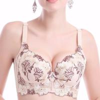 Sexy Embroidered Push Up Underwire Deep V Temptation Bras - thumbnail