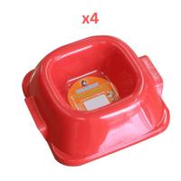 Bearing Square Pet Bowl Small - Red (Pack of 4)
