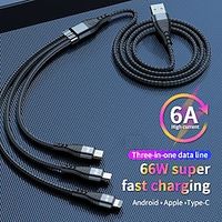 Multi Charging Cable 66W 3.3ft 6.6ft USB A to Lightning  micro  USB C 6 A Charging Cable Fast Charging High Data Transfer Nylon Braided Durable 3 in 1 For Macbook iPad Samsung Phone Accessory Lightinthebox - thumbnail