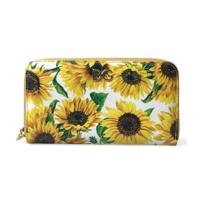 Dolce Gabbana White Sunflower Leather DG Zip Around Continental Wallet (BAG1345)