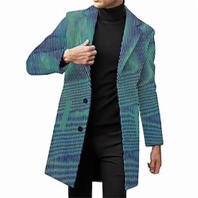 Stripe Business Men's Coat Work Wear to work Going out Fall  Winter Flat collar Long Sleeve Black Blue Purple M L XL Polyester Weaving Jacket Lightinthebox