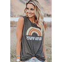 Women's Tank Top Graphic Round Neck Tops Gray miniinthebox - thumbnail