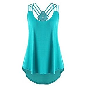 Women Loose Solid Cross Bandages Sleeveless Casual Blouse Vest Tank Tops (XXL, Green) Lightinthebox