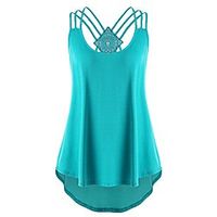 Women Loose Solid Cross Bandages Sleeveless Casual Blouse Vest Tank Tops (XXL, Green) Lightinthebox - thumbnail