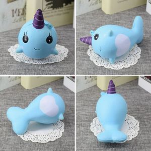 Narwhal Uni Whale Blue Squishy Slow Rising Toy Squishy Tag Cute Soft Collection Gift Decor Toy
