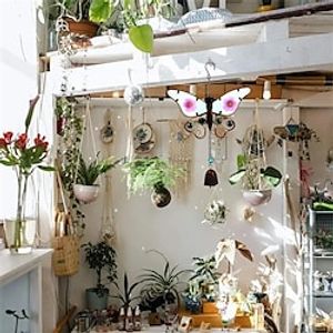 1pc Butterfly Metal Painted Wind Chime Outdoor Handicraft Glow In The Night Hanging Ornament For Window Balcony Garden Decor, 39x26cm/15.4''x10'' miniinthebox