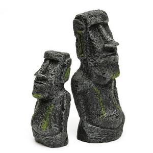 2PCS Easter Island Statues Fish Tank Ornament Aquarium Decoration Craft Figurines