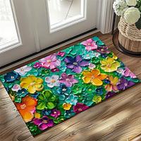 Oil Painting Strokes Flowers Doormat Non-Slip Oil Proof Rug Indoor Outdoor Mat Bedroom Decor Bathroom Mat Entrance Rug Door Mat Lightinthebox