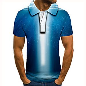 Men's Golf Shirt Tennis Shirt 3D Print Graphic Print Short Sleeve Daily Tops Basic Blue miniinthebox