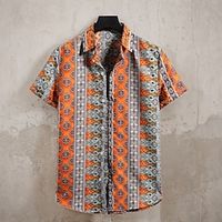 Graphic Boho Comfortable Fashion Casual Men's Shirt Button Up Shirt Casual Shirt Hawaiian Vacation Casual Daily Spring  Summer Turndown Short Sleeves Yellow, Blue, Orange S, M, L Polyester Shirt Lightinthebox