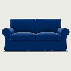 IKEA Ektorp 2 Seat Sofa Cover Checked Velvet Regular Fit With Piping Machine Washable miniinthebox