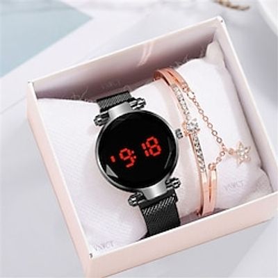 Luxury Magnet Digital Watches For Women Rose Gold LED Quartz Watch Bracelet Necklace set gift Female Clock Relogio Feminino miniinthebox