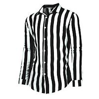 Men's Shirt Striped Long Sleeve Casual Tops Simple Casual Breathable Comfortable Blue Yellow Gray miniinthebox - thumbnail