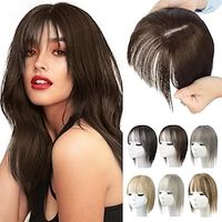 Hair Toppers for Women Adding Hair Volume Topper with Bangs 12 Inch Synthetic Invisible Clips in Hair Pieces with Thinning Hair Natural Looking Topper Hair Extension for Daily Use miniinthebox - thumbnail