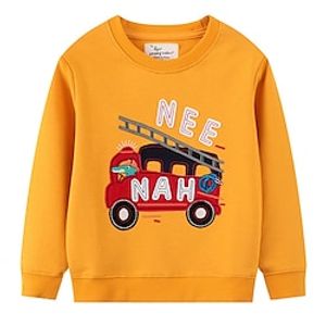Toddler Boys Sweatshirt Pullover Cartoon Letter Car Long Sleeve Crewneck Children Top Outdoor Sweatshirt Fashion Cool Daily Yellow Spring 3-7 Years Lightinthebox