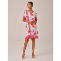 Dragon Fruit Placed Print V-neck Mini Dress Dragon Fruit Placed Print V-neck Mini Dress