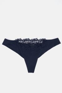 Womens Textured Thong  Navy