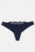 Womens Textured Thong  Navy - thumbnail