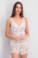 Womens Floral Micro Cami & Short Sleepwear Set  Pink Line - thumbnail