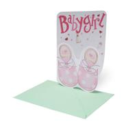 Legami Large Greeting Card - Baby Girl - Baby Born (11.5 x 17 cm) - thumbnail